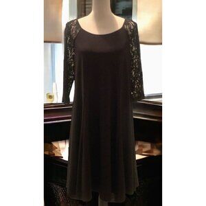 Julian Taylor Womens Flare Princess Seamed Dress Size 14 Black Short Lace Sleeve